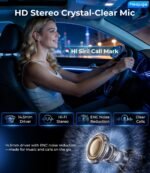 Wireless Earbuds Bluetooth Headphones, 50H Playtime Ear Buds with Mic, LED Digital Display Charging Case, IPX7 Waterproof, Deep Bass Stereo, in-Ear Earphone for iPhone Andriod Phone - Ink - Image 3