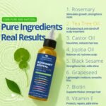 Rosemary, Tea Tree, & Castor Oil for Hair Growth & Dandruff Relief (6.7 fl oz), Infused with Biotin, Black Sesame, Grapeseed, Jojoba, & Vitamin E Oils for Dry, Itchy Scalp, Thickening & Hydration - Image 4