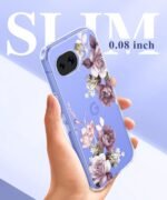 GVIEWIN for Google Pixel 10a Case with Screen Protector, [Military Grade Drop Protection] Non Yellowing Clear Floral Slim Phone Cover for Women 2026 6.3"(Cherry Blossoms/Purple) - Image 6