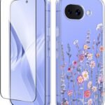 GVIEWIN for Google Pixel 10a Case with Screen Protector, [Military Grade Drop Protection] Non Yellowing Clear Floral Slim Phone Cover for Women 2026 6.3"(Floratopia/Colorful)