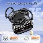 Qecnato Wireless Earbuds Bluetooth 5.4 Headphones 75H Stereo Deep Bass Sports Over Ear Buds with Earhooks, LED Display Bluetooth Earbuds with 4 ENC Mic, IP7 Waterproof Earphone for Running - Image 4