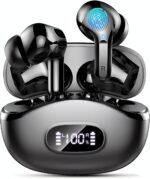 Wireless Earbuds, 48Hrs 2026 Bluetooth Headphones, Hi-Fi Stereo Deep Bass Ear Buds, ENC Noise Cancelling Mic, Clear Calls, IP-X7 Waterproof, USB Sport Earphones in Ear for Phones Laptop Pad, Black