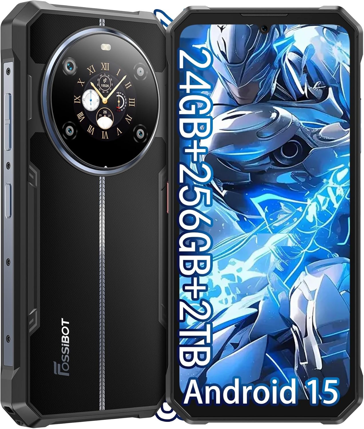 8148F0zptkL._AC_SL1500_.jpg FOSSIBOT F109S Rugged Phone Unlocked, 24GB+256GB/2TB,10600mAh Battery Waterproof Phones,Android 15 Rugged CellPhones, 6.745" HD+ 1.32-inch IPS Smartphone,50MP+16MP+5MP Rugged Phone(2026 deep Blue) | 24GB+256GB+2TB, 50MP+16MP+5MP, Android 15, deep Blue - Image 1