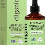 Cliganic Rosemary Hair & Scalp Oil with Biotin & Jojoba With Herbal Organic Ingredients - Serum To Smooth & Soften Frizzy, Damaged Hair, Split Ends & Dry Scalp Promote Fuller-Looking Hair 2 Fl Oz