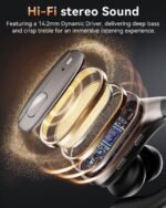 LEEMC Wireless Earbuds, Bluetooth Headphones 5.4, Ear Buds with Hooks for Sports, 80Hr Playtime Earphones, LED Display, IPX7 Waterproof Headset for Workout Running, Taupe - Image 3