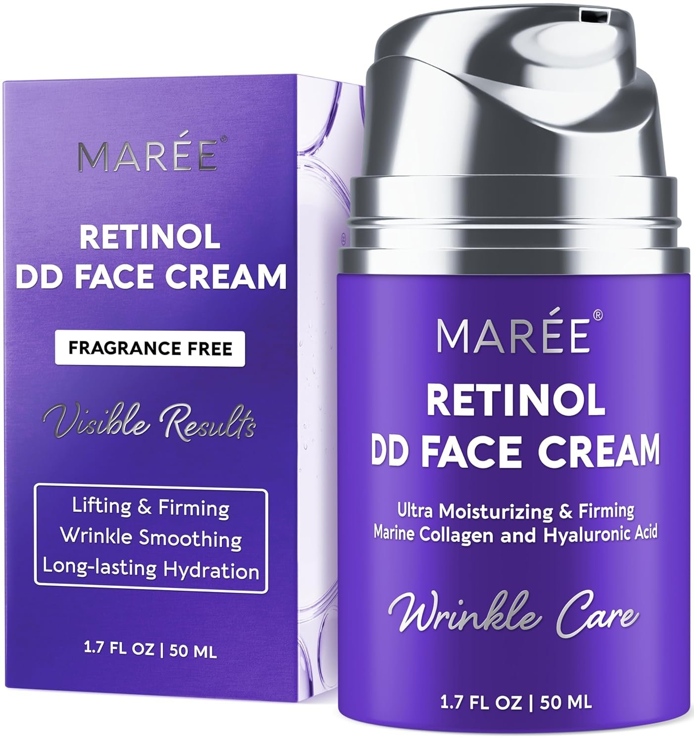 81lqO7mTT0L._SL1500_.jpg MAREE Face Moisturizer – Retinol Face Cream for Women Moisturizing with Collagen & Hyaluronic Acid – Day & Night Anti-Aging Facial Wrinkle DD Cream Moisturizer for Dry Skin – Crema Para la Cara - Image 1