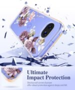 GVIEWIN for Google Pixel 10a Case with Screen Protector, [Military Grade Drop Protection] Non Yellowing Clear Floral Slim Phone Cover for Women 2026 6.3"(Cherry Blossoms/Purple) - Image 4