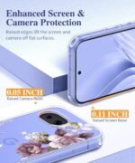 GVIEWIN for Google Pixel 10a Case with Screen Protector, [Military Grade Drop Protection] Non Yellowing Clear Floral Slim Phone Cover for Women 2026 6.3"(Cherry Blossoms/Purple) - Image 5