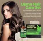 Usma Grass Shampoo Bar + Essential Oil Set, Natural Polygonum Multiflorum Gray Hair Reverse Bar Soap for Men and Women, Herbal Usman Grass Juice Hair Darkening & Growth Liquid Serum Oil - Image 2
