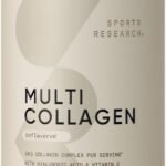 Sports Research Multi Collagen Protein Powder (Type I, II, III, V, X) with Hyaluronic Acid + Vitamin C | 5 Types of Food Based Collagen, 30 Servings (Unflavored)
