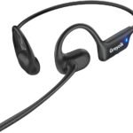 Open Ear Headphones with Mic, Wireless Headset with AI Noise Cancellation Microphone Bluetooth 5.4 Bluetooth Headset with Mic Air Conduction Headphones for Work Call Meeting Driving