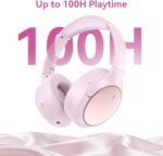 Hybrid ANC Wireless Over-Ear Headphones, 100H Playtime, Hi-Res Audio, Bluetooth 6.0, Multi-Mode Noise Cancellation, Comfort Fit, iOS & Android Compatible, Foldable Design, Travel-Friendly (Pink) - Image 4