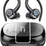 Wireless Earbuds Bluetooth 5.3 Headphones Sports, 48H Earphone with ENC Mic, Stereo Deep Bass Bluetooth Earbuds with Secure Earhooks, LED Display, IPX7 Waterproof Over Ear Buds for Running/Gym/Workout