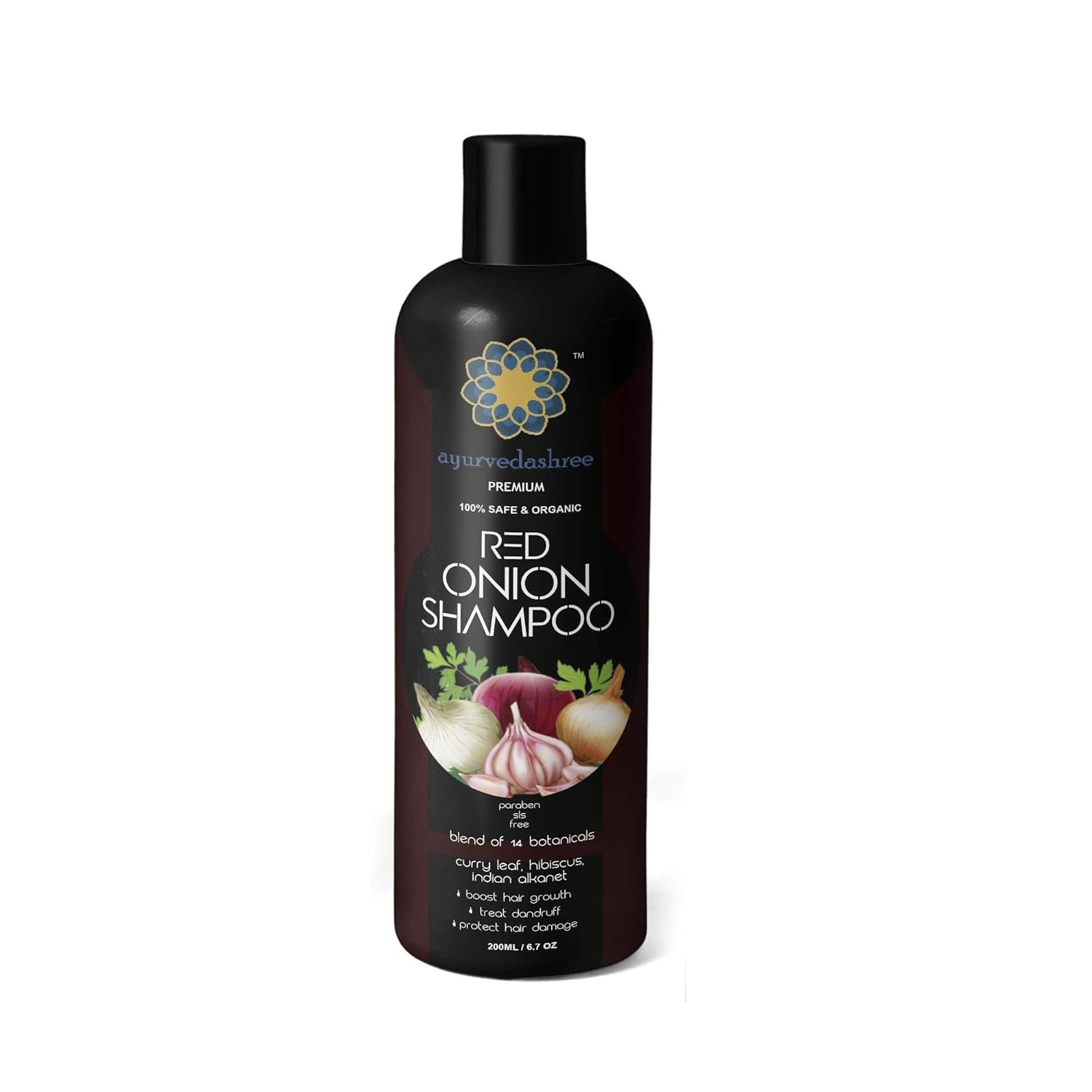 618HguNw-FL._SL1500_.jpg AYURVEDASHREE Red Onion Hair Growth & Hair Fall Control Shampoo – With Curry Leaf, Hibiscus, Indian Alanket, Blend of 14 Botanicals 200ML - SLS and Paraben Free - 100% Safe & Premium- All Hair Type - Image 1