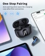Wireless Earbuds, 2026 Bluetooth 5.4 Headphones Bass Stereo Ear Buds with Noise Cancelling Mic, LED Display in Ear Earphones 50H Playtime Ear Buds, IP7 Waterproof for Laptop Pad Phones, Pure Black - Image 5