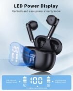 Wireless Earbuds, 2026 Bluetooth 5.4 Headphones Bass Stereo Ear Buds with Noise Cancelling Mic, LED Display in Ear Earphones 50H Playtime Ear Buds, IP7 Waterproof for Laptop Pad Phones, Pure Black - Image 2