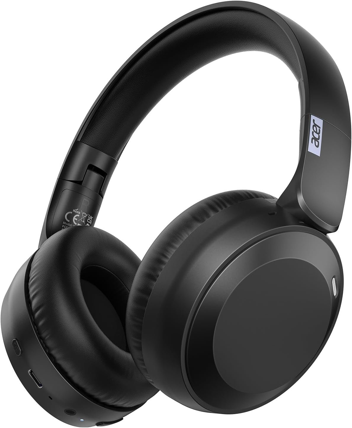 61Un6JoYYtL._AC_SL1500_.jpg acer Wireless Bluetooth Headphones, 70 Hours Playtime, Foldable Over-Ear Headphones with 40mm Drivers, Memory Foam Earpads, Multipoint Bluetooth 6.0 for Travel, Home, Office, Black - Image 1