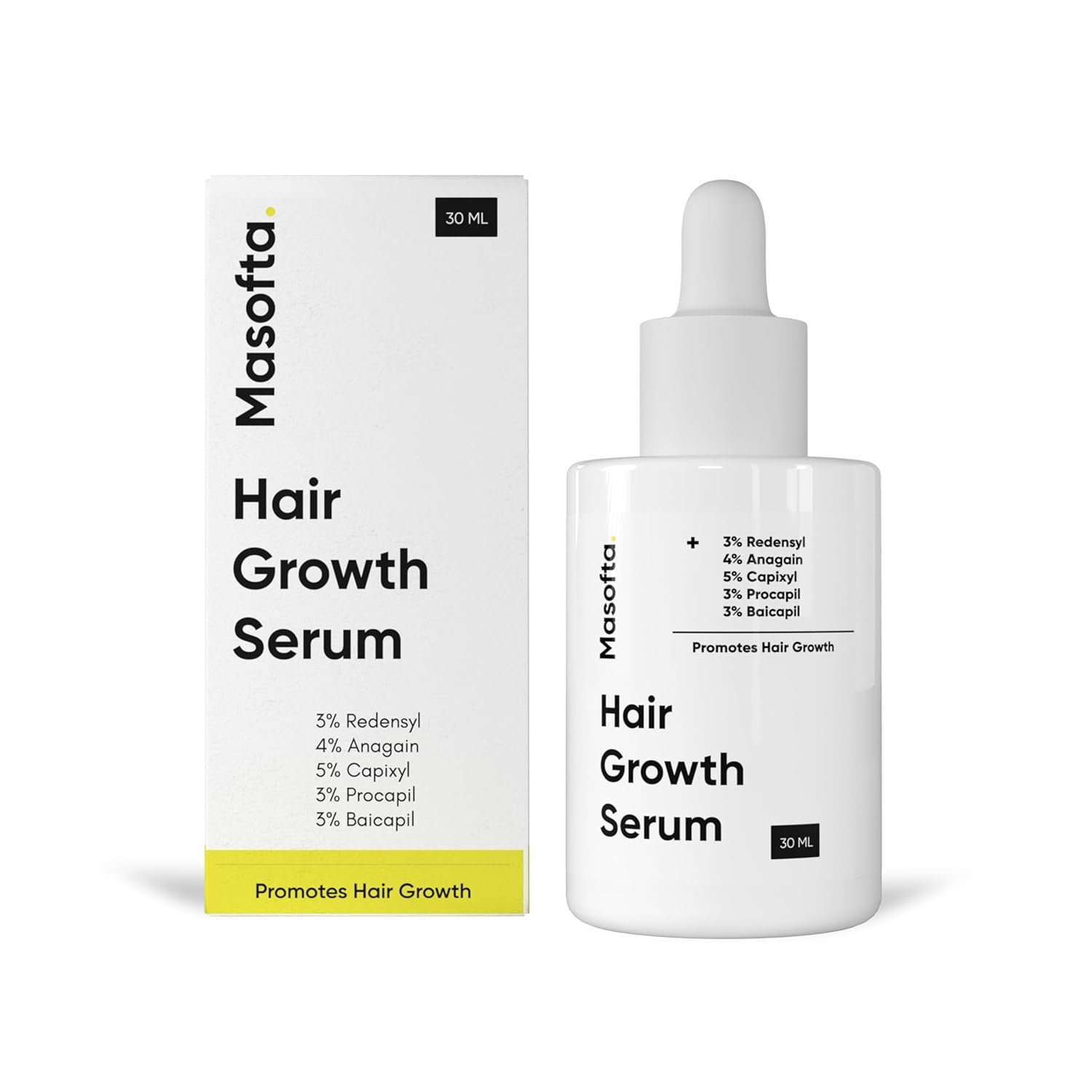 61lYl-uk2DL._SL1500_.jpg Masofta Hair Growth Serum For Density, Hair fall Control with 3% Redensyl, 5% Capixyl, 4% Anagain, 3% Procapil & 3% Baicapil, Rosemary & Biotin For Both Men & Women, 1.01 fl.oz./30ML - Image 1