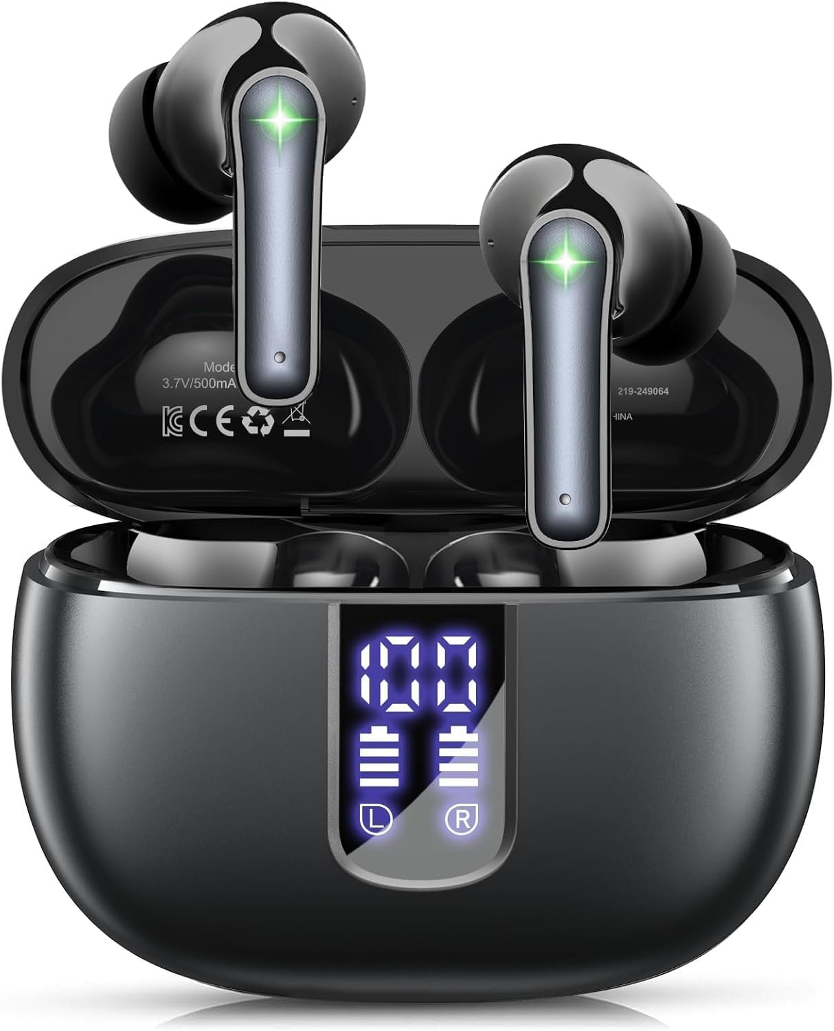 61v2hPlxNPL._AC_SL1500_.jpg foxotin Wireless Earbuds, Bluetooth 5.4 Headphones with 48H Playback & Dual LED Display, IP7 Waterproof in-Ear Earphones with Noise Cancelling Mic, Deep Bass Stereo, Touch Control for Sports, Black - Image 1
