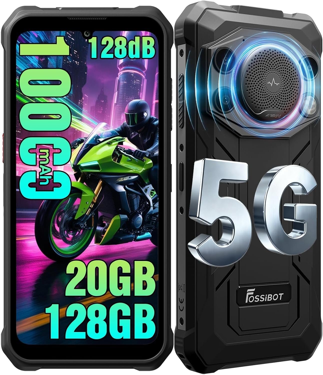 711dvSq-1lL._AC_SL1500_.jpg FOSSIBOT F110Pro 5G Rugged Phone Android 15, 128dB Louder Speaker, 10000mAh Battery Rugged Smartphone Unlocked, MTK Dimensity 6300+, 20GB+128GB/2TB Cell Phone, 6.745" FHD Display, 50MP Camera - Image 1