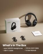 acer Wireless Bluetooth Headphones, 70 Hours Playtime, Foldable Over-Ear Headphones with 40mm Drivers, Memory Foam Earpads, Multipoint Bluetooth 6.0 for Travel, Home, Office, Black - Image 7