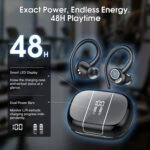 Wireless Earbuds Bluetooth 5.3 Headphones Sports, 48H Earphone with ENC Mic, Stereo Deep Bass Bluetooth Earbuds with Secure Earhooks, LED Display, IPX7 Waterproof Over Ear Buds for Running/Gym/Workout - Image 5