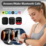Smart Watch, 2.01" AMOLED Curved HD Full Touch Screen, Compatible with iOS & Android for Daily Workout Business Gift, Fitness Tracker with 24/7 Heart Rate/Sleep Monitor, IP68 Waterproof Watch Black - Image 3