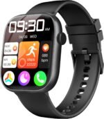Smart Watch for Women Men, Fitness and Sleep Trackers with 1.83" HD Touchscreen, Bluetooth Calling Smartwatch for Android/iOS, IP67 Waterproof Multi-Sport Modes Pedometer, Jet Black