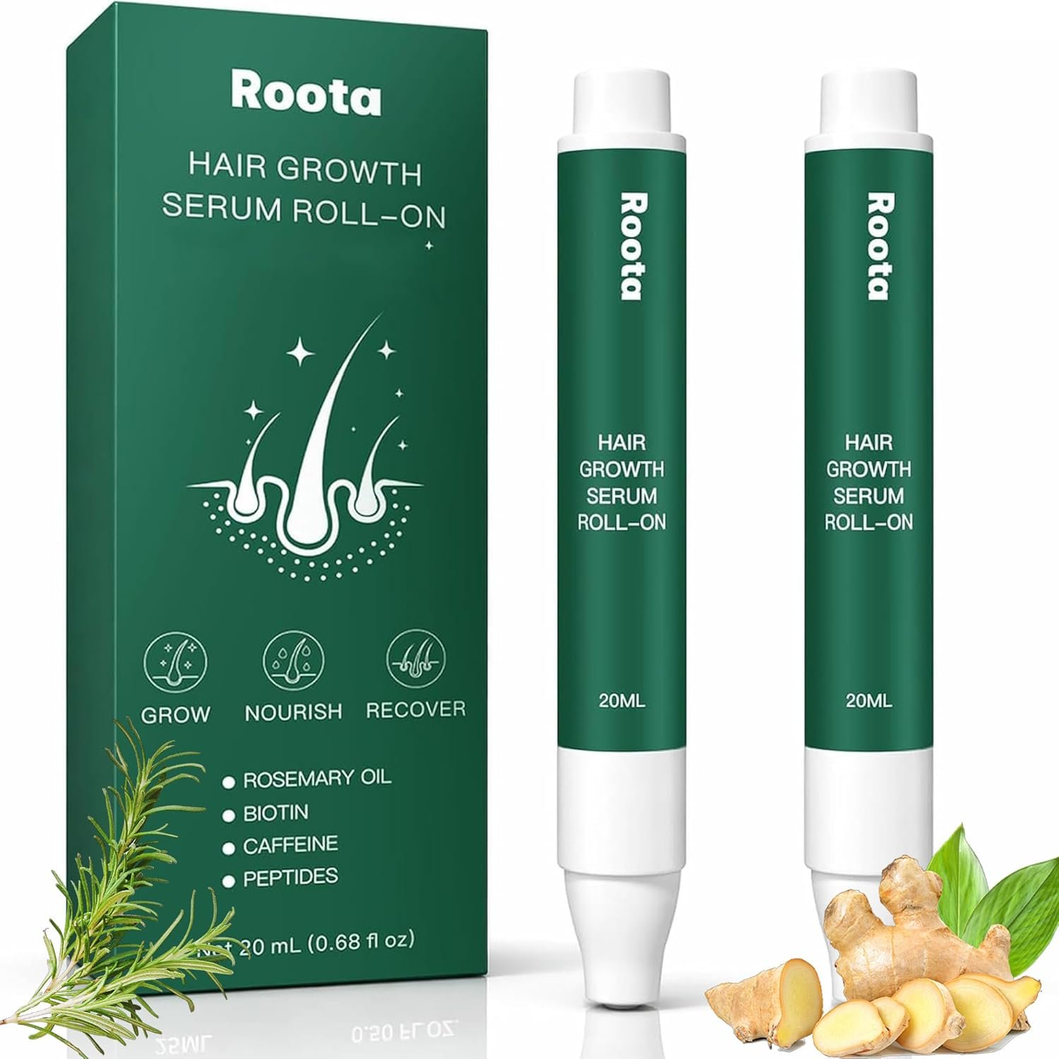 712oQ0npI6L._SL1500_.jpg Roota Hair Growth Serum Roll-On, Roota Hair Growth Roller, Hair Revival Serum for Thicker, Healthy Hair (2) - Image 1