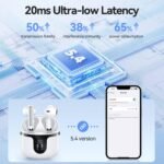 Wireless Earbuds, Bluetooth 5.4 Headphones HiFi Stereo with 4 HD Mic, 50H Playtime Bluetooth Earbuds with Dual LED Display, IPX7 Waterproof Wireless Earphones, Touch Control Ear Buds,USB-C,White - Image 4