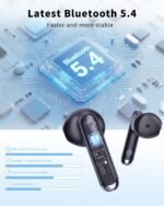 Wireless Earbuds, 2026 Bluetooth 5.4 Headphones Bass Stereo Ear Buds with Noise Cancelling Mic, LED Display in Ear Earphones 50H Playtime Ear Buds, IP7 Waterproof for Laptop Pad Phones, Pure Black - Image 3