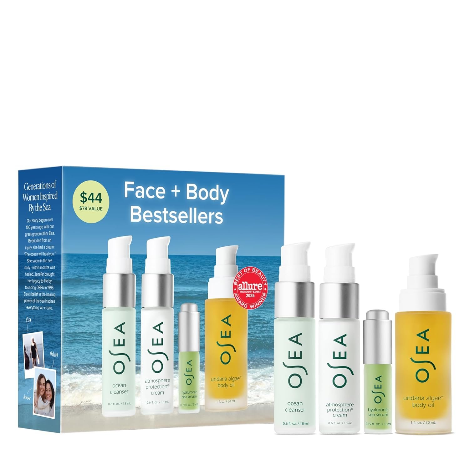 719Lgt9pRVL._SL1500_.jpg OSEA Bestsellers Set For Face + Body -4-piece Skin Care Set - Body Oil, Face Cleanser, Face Cream, & Hyaluronic Acid Serum - Clean Beauty Travel Set - Ideal for Beauty Gifts - Image 1