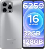Note 58 Cell Phone Unlocked, Android 16 Smartphone with 32GB+128GB(TF 2TB), 6.75" HD+ 90Hz Waterdrop Screen,6250mAh Battery,4G Dual SIM Unlock Mobile Phone, Widevine L1/NFC/OTG/Face Unlock