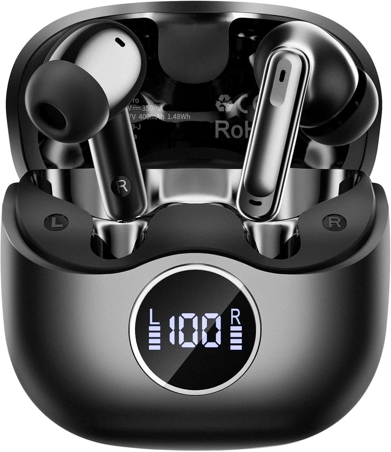 71AmCbgqdbL._AC_SL1500_.jpg Adaptive Hybrid Active Noise Canceling 2026 Wireless Earbuds, 6 Mics ENC Clear Call Ear Buds, Hi-Res Audio Deep Bass Bluetooth 5.4 Headphones, 40H Playtime, LED, for Sports Running Gym Workout, Black - Image 1