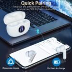 Wireless Earbuds, Bluetooth 5.3 Headphones HiFi Stereo 50H Playback LED Digital Display Ear Buds with ENC Noise Canceling Headset, IPX7 Waterproof Earphones for Gym/Running/Work (White) - Image 2