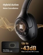 wegear Hybrid Active Noise Cancelling Headphones, Wireless ANC Bluetooth 5.4 Over Ear Headphones, Clear Calls, Deep Bass, 60H Playtime, Comfort Fit, Foldable Headset for Gym Travel Office Home Black - Image 3
