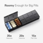 Barhon Pill Organizer Large, Weekly Medicine Pill Organizers, 7 Day Pills Box Case Travel for Big Vitamin Supplements Fish Oil, Black - Image 2