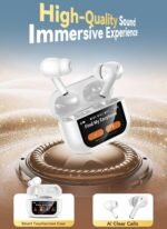 Bucephalus Wireless Earbuds, Bluetooth 5.4 Ear Buds with Smart Touchscreen Case & Noise Cancelling, 48H Playtime, Bass Stereo Sound, Compatible with iPhone/Android, Pad - Pearl White - Image 6