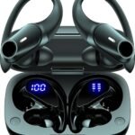 Active Noise Cancelling Ear Buds Wireless Earbuds 80H Playtime Bluetooth Headphones Over Ear Hooks Earphones with Power Display Case Hi-Res Stereo & Clear Calls for Sports Running Gym Workout Black