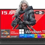 2026 AMD Gaming Laptop with Ryzen 7 5700U Processor(8C/16T, Up to 4.3GHz), AMD Radeon™ Graphics, 16GB RAM 512GB NVMe SSD, 15.6“ FHD Display Laptop with BK, WiFi 6, HDMI, Type-C, Webcam Cover Slide