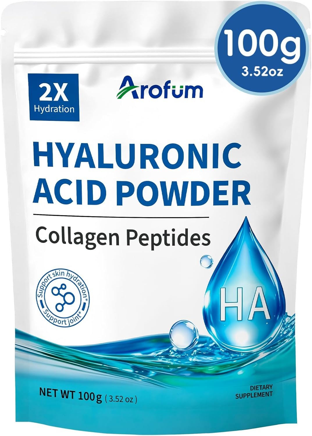 71MoIWQd75L._AC_SL1500_.jpg Hyaluronic Acid Powder, with Collagen Peptides – DIY Hydrating Serum & Skincare Ingredient, Clean Formula, Gluten-Free, No Preservatives – 100g / 3.52oz - Image 1