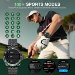 Luxury Smart Watch with Bluetooth Calls, Heart Rate/SpO2/Blood Pressure/Sleep Monitor, 1.19-inch AMOLED Display, 107 Sports Fitness Tracker, Round Business Watch Compatible Android and iOS, 44mm Black - Image 4