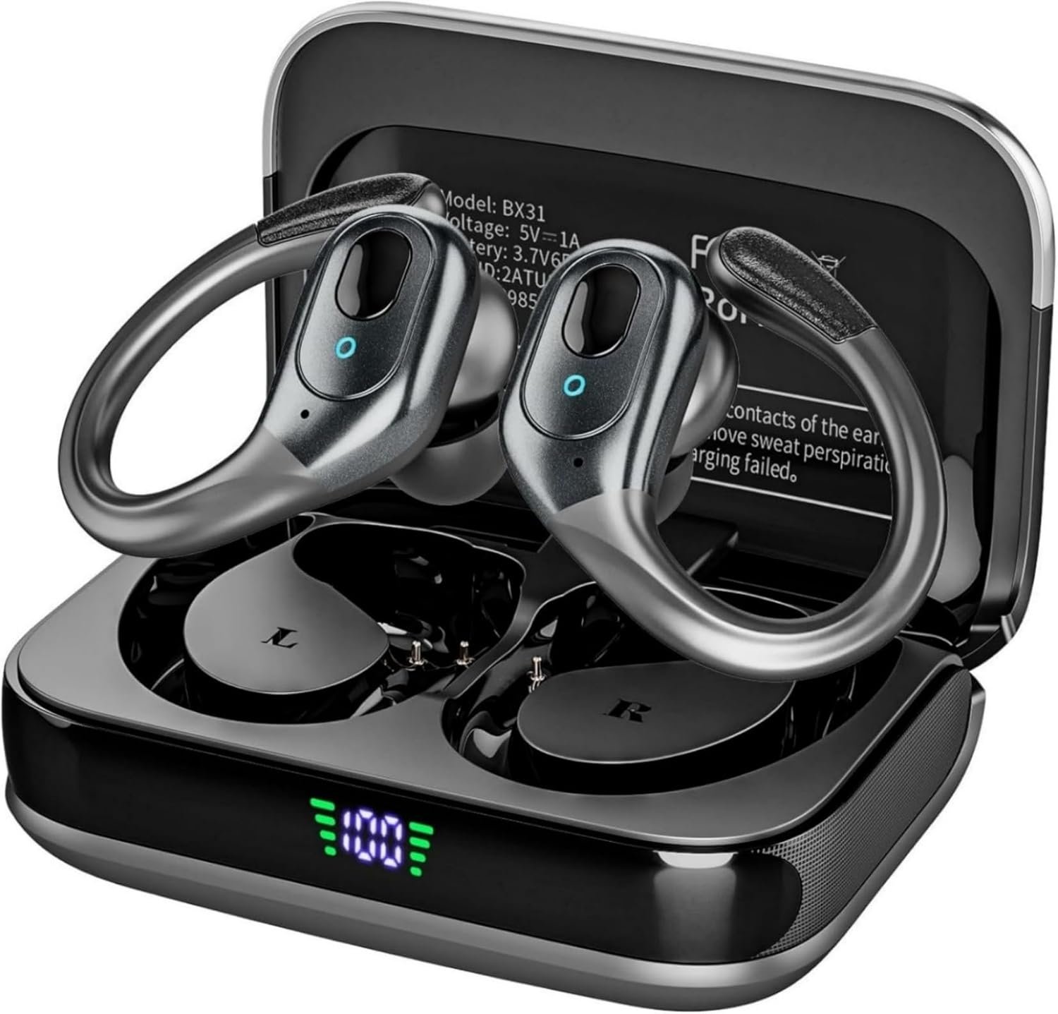 71OtCcciiwL._AC_SL1500_.jpg sajawass Wireless Earbuds, Sports Bluetooth Headphones, 75Hrs Playtime Ear Buds with LED Power Display, Noise Canceling Headset, IPX7 Waterproof Earphones for Workout/Running - Image 1