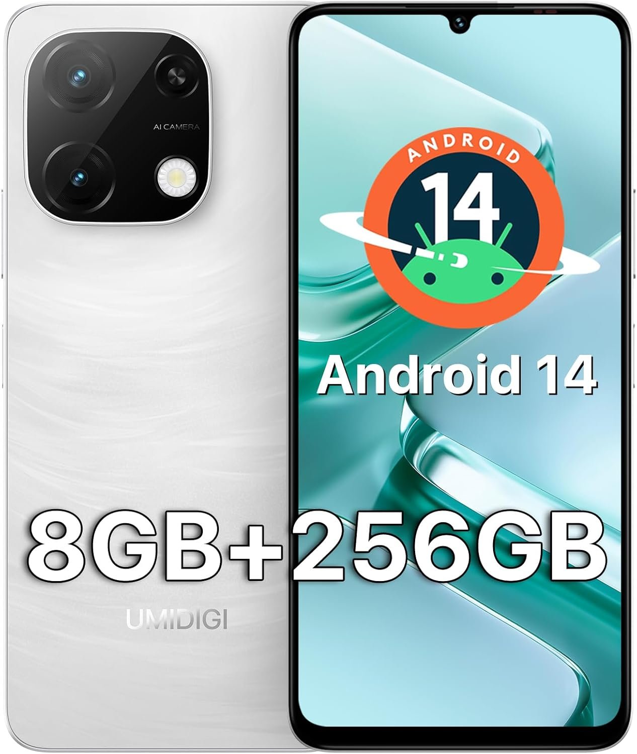 71P6zkDKhL._AC_SL1500_.jpg UMIDIGI Unlocked Phone,G9T Android 14 Cell Phone,8(4+4)+256GB 1TB Octa-Core,6.75" HD+ Smartphone,5000mAh,AI Face & Fingerprint Unlock,4G Dual SIM Phone,GPS,FM Radio,Unlocked Android Phones - Image 1