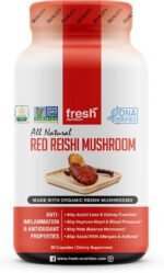 Fresh Nutrition Organic Reishi Mushroom Capsules - Rich in Alpha Glucan - Ganoderma Lucidum & Ganoderma Applanatim - Third Party Tested - 90 Capsules/Pills