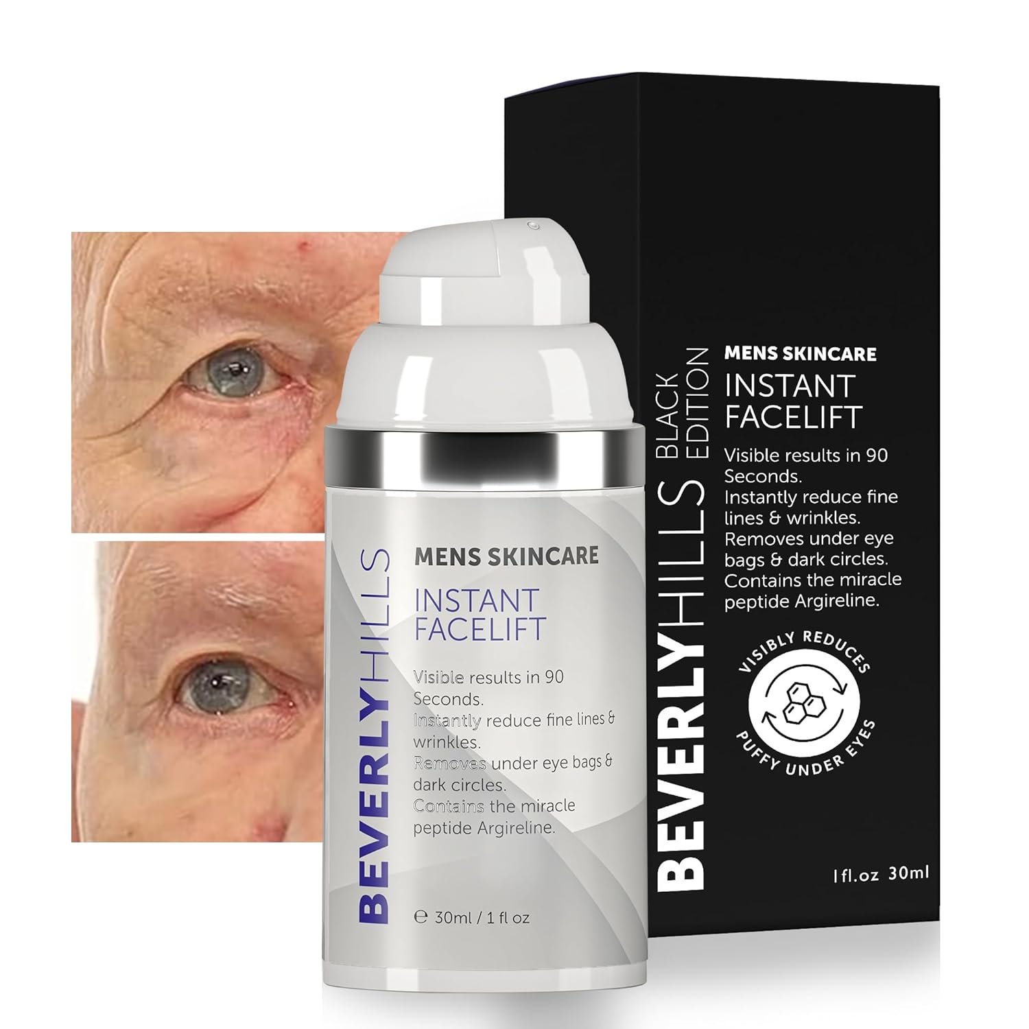 71SLrMCL._SL1500_.jpg Beverly Hills Mens Instant Facelift and Eye Serum Treatment for Dark Circles, Puffy Eyes, and Wrinkles - Image 1