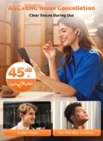 Wireless Earbuds, Bluetooth 5.4 Ear Buds, ENC Noise Cancelling Headphones with 48H Playtime, Bass Stereo Sound, Compatible with iPhone Air/17/16/15/14/Android, Pad - Black - Image 4