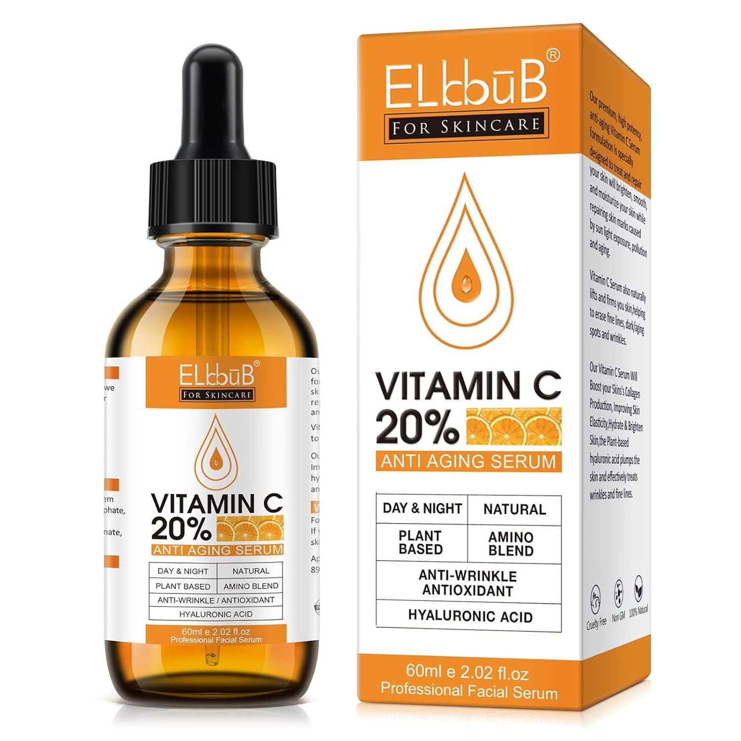 71XKWmqoqL._SL1500_.jpg Premium 20% Vitamin C Serum For Face with Hyaluronic Acid, Retinol & Amino Acids - Boost Skin Collagen,Hydrate & Plump Skin, Anti Aging & Wrinkle Facial Serum 60ml - Image 1