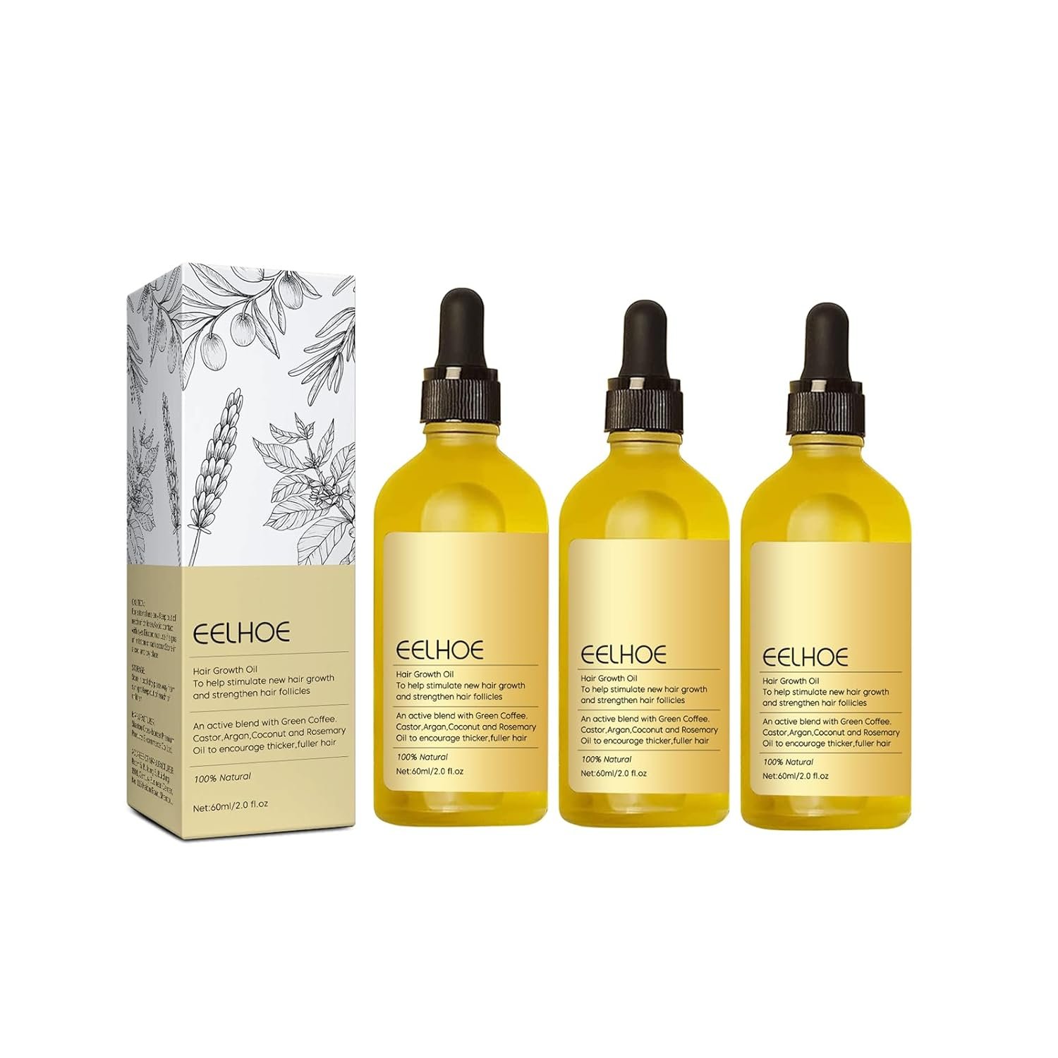 71ZdqxXPZoL._SL1500_.jpg Natural Hair Growth Oil for Dry, Damaged & Thin Hair, Nourishing Unisex Formula (3 * 60ml) - Image 1