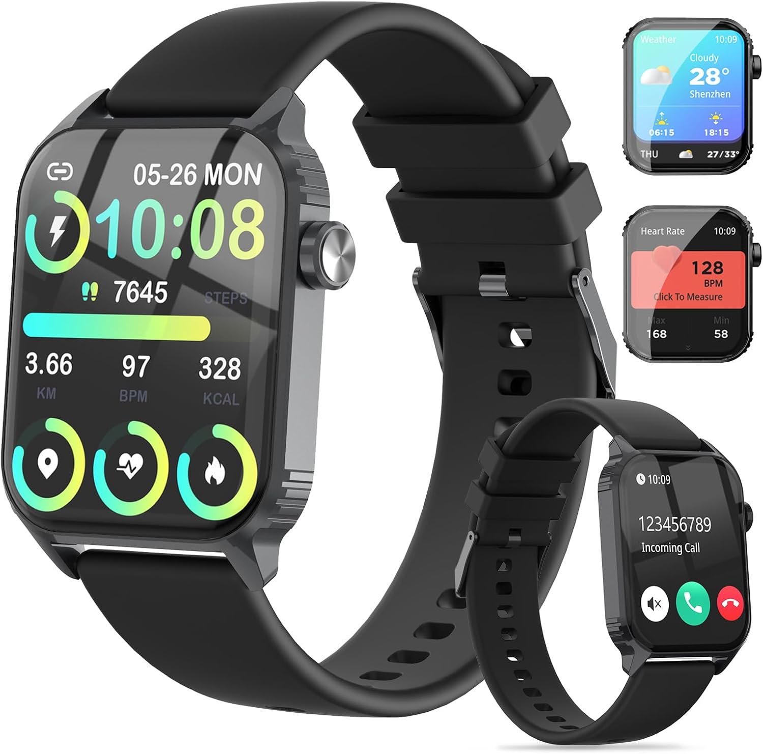 71axzqwiBjL._AC_SL1500_.jpg Smart Watch for Men, 120 Sports Modes Smartwatch with 1.83" HD, Alexa Built-in, Heart Rate/Sleep Monitor, IP67 Waterproof, Bluetooth Call & Music Control Fitness Watch for iPhone/Android (Black) - Image 1